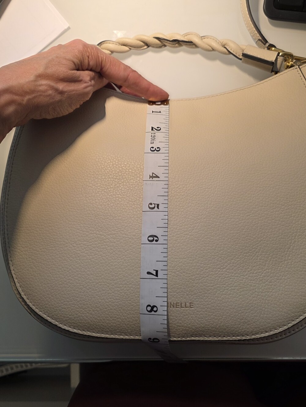 Coccinelle Cream Leather Crossbody Bag with Gold Logo - Picture 7 of 12
